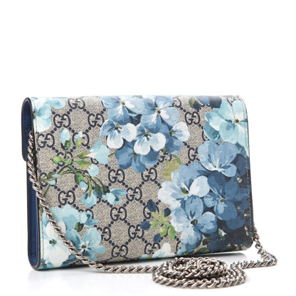 Gucci GG Supreme Monogram Blooms Mini Dionysus Chain Wallet Beige Blue Navy Vintage Blue 3 of 10