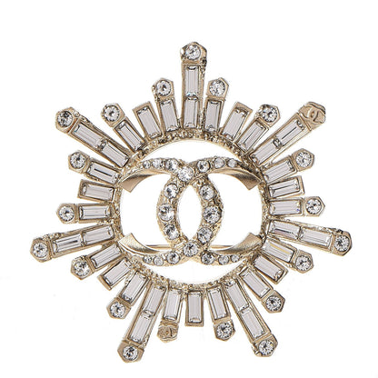 Chanel Crystal Baguette CC Brooch Light Gold 1 of 5