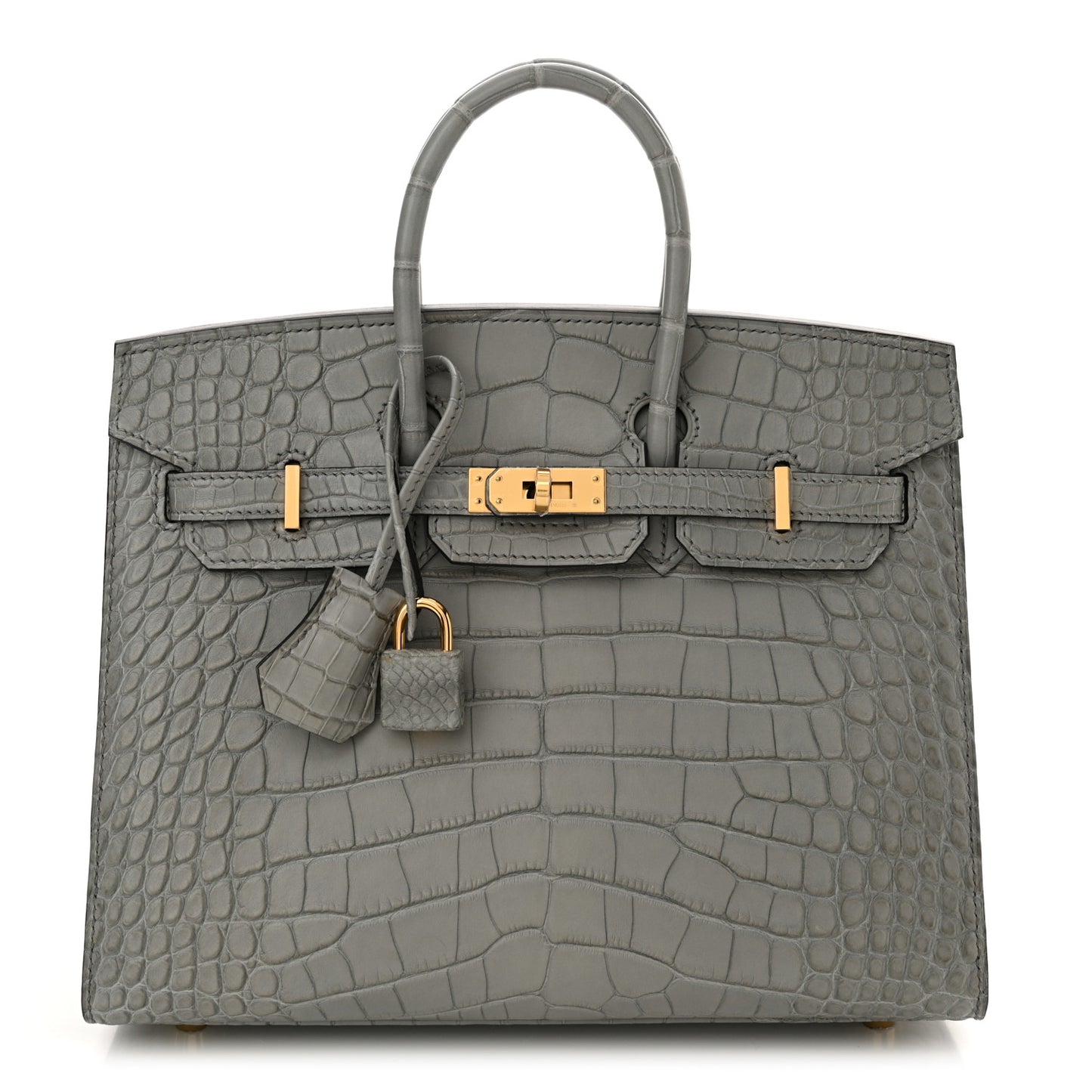Matte Alligator Birkin Sellier 25 Gris Ciment