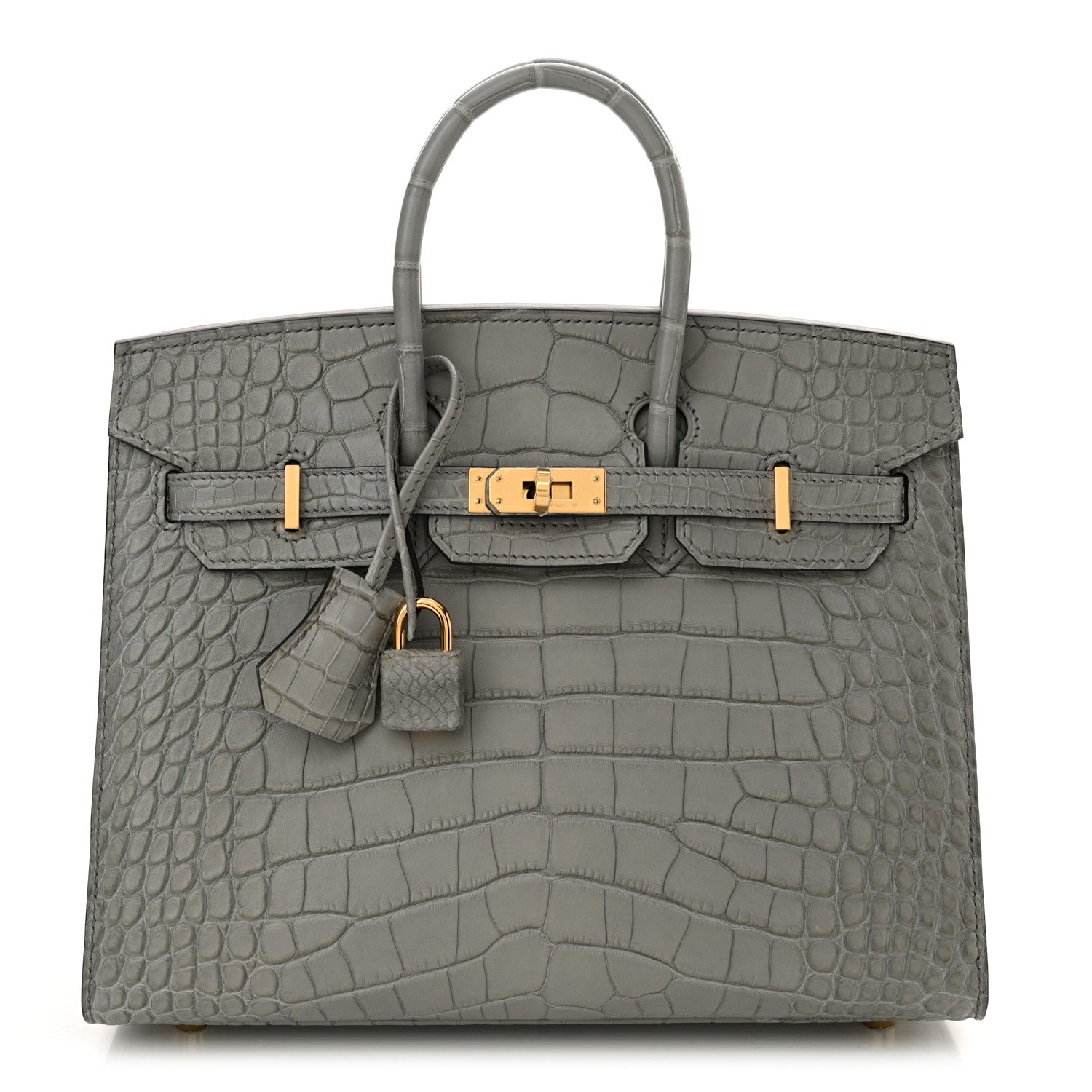 Hermes Matte Alligator Birkin Sellier 25 Gris Ciment 1 of 14