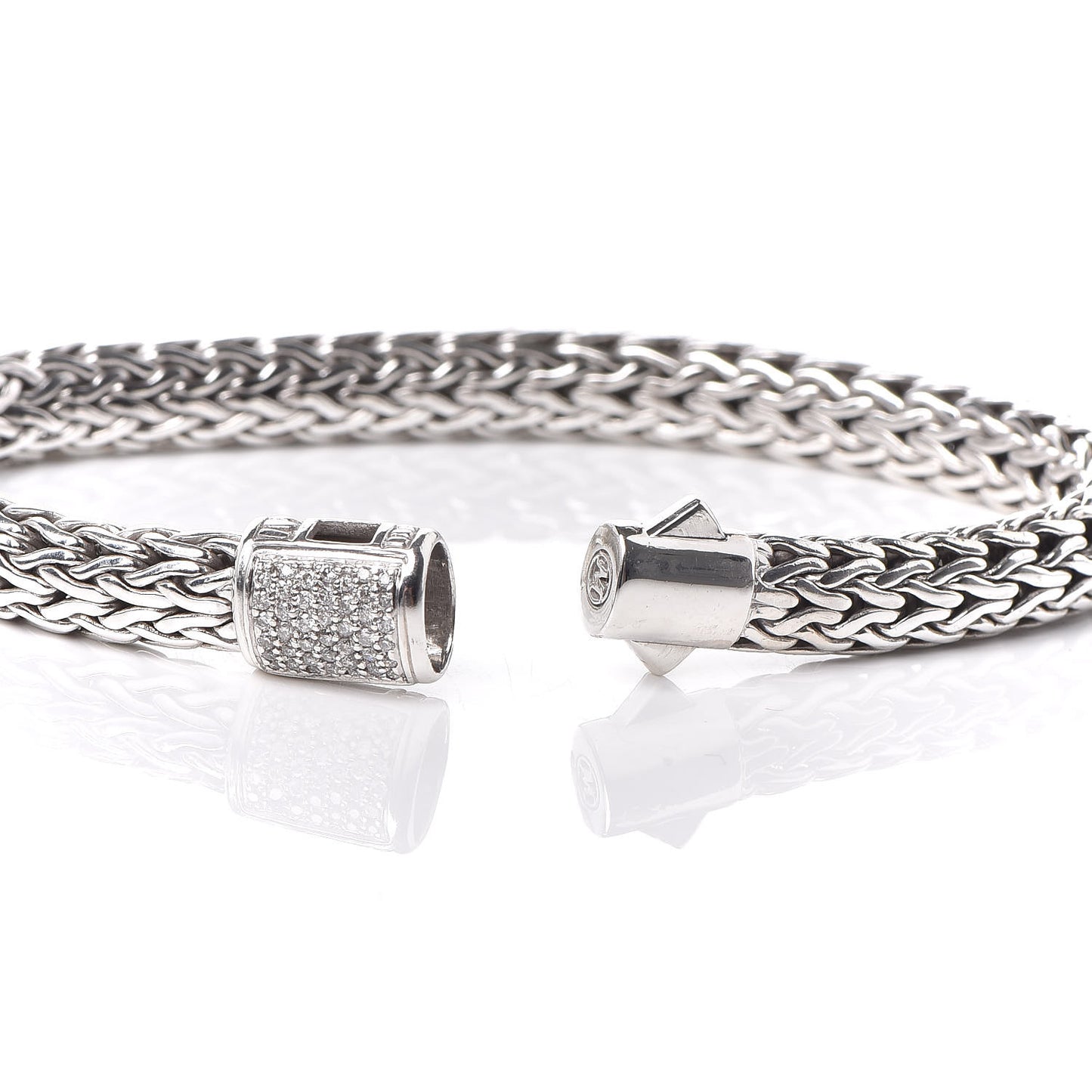 Sterling Silver Diamond 7.5mm Classic Chain Bracelet