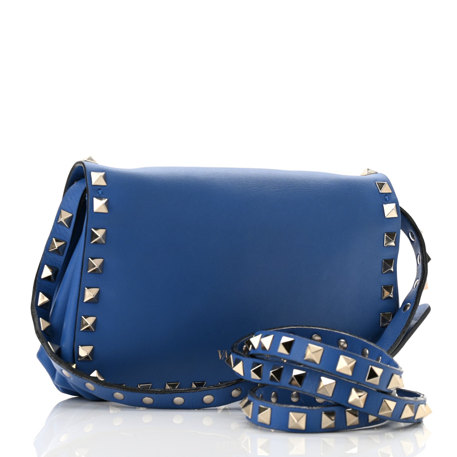 Valentino Garavani Vitello Mini Rockstud Flap Saddle Crossbody Bag Light Sapphire 3 of 10