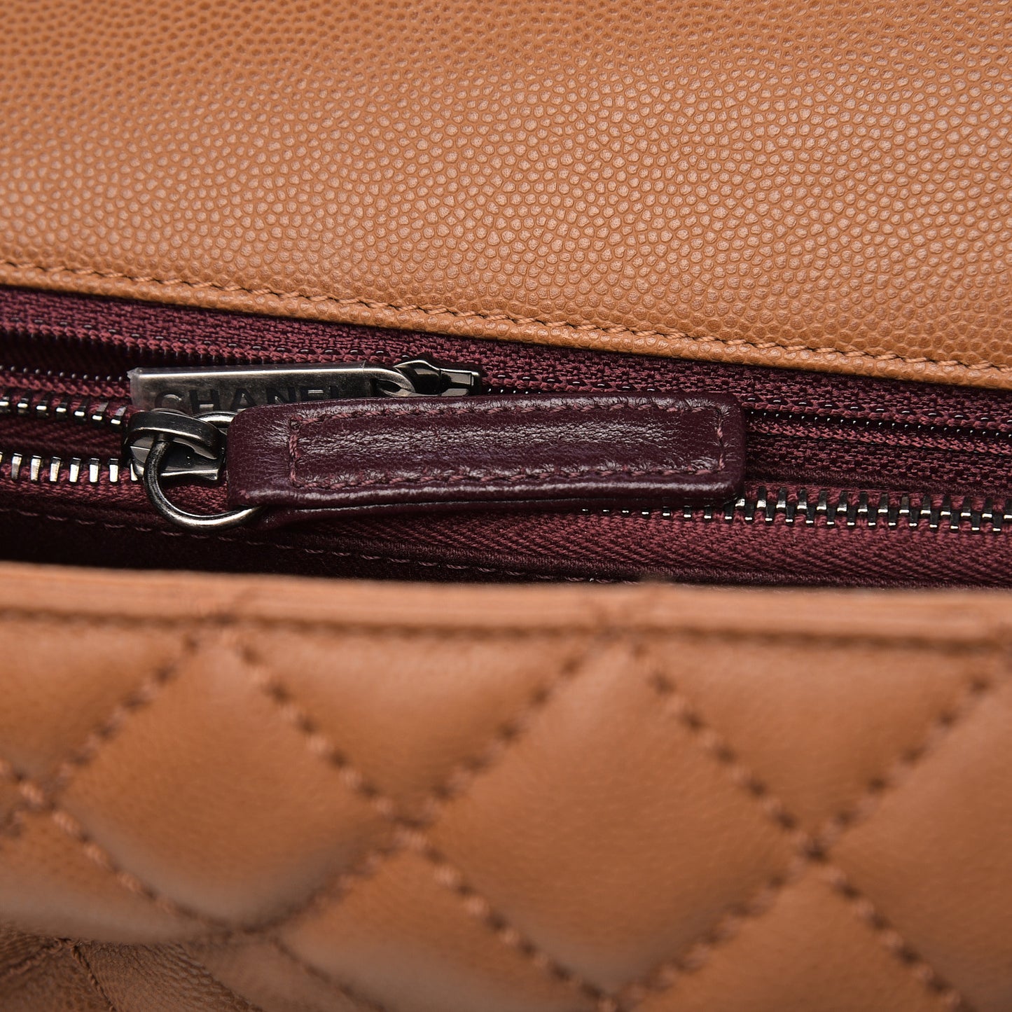 Caviar Quilted Small Coco Handle Flap Camel