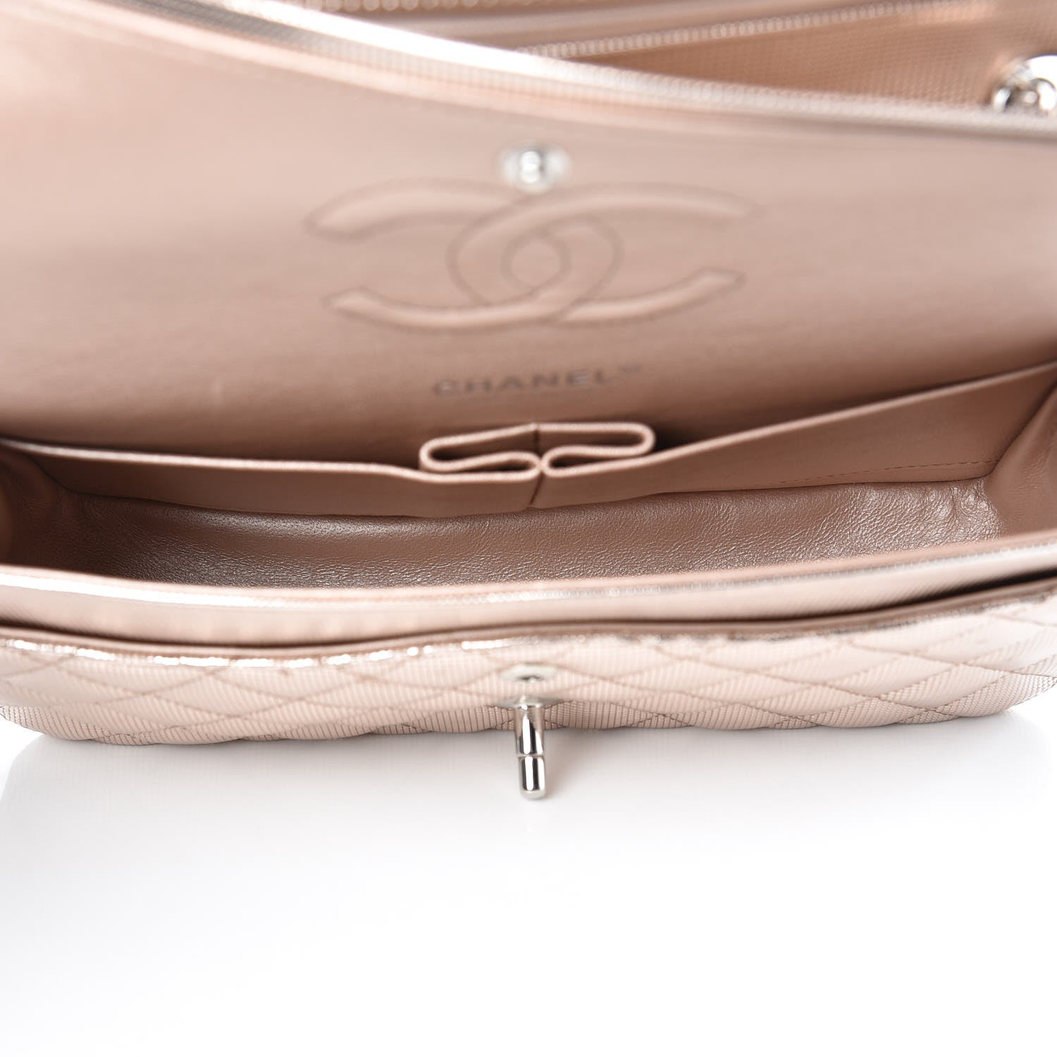 Chanel Metallic Calfskin Pixel Effect Medium Double Flap Pinky Gold 5 of 12