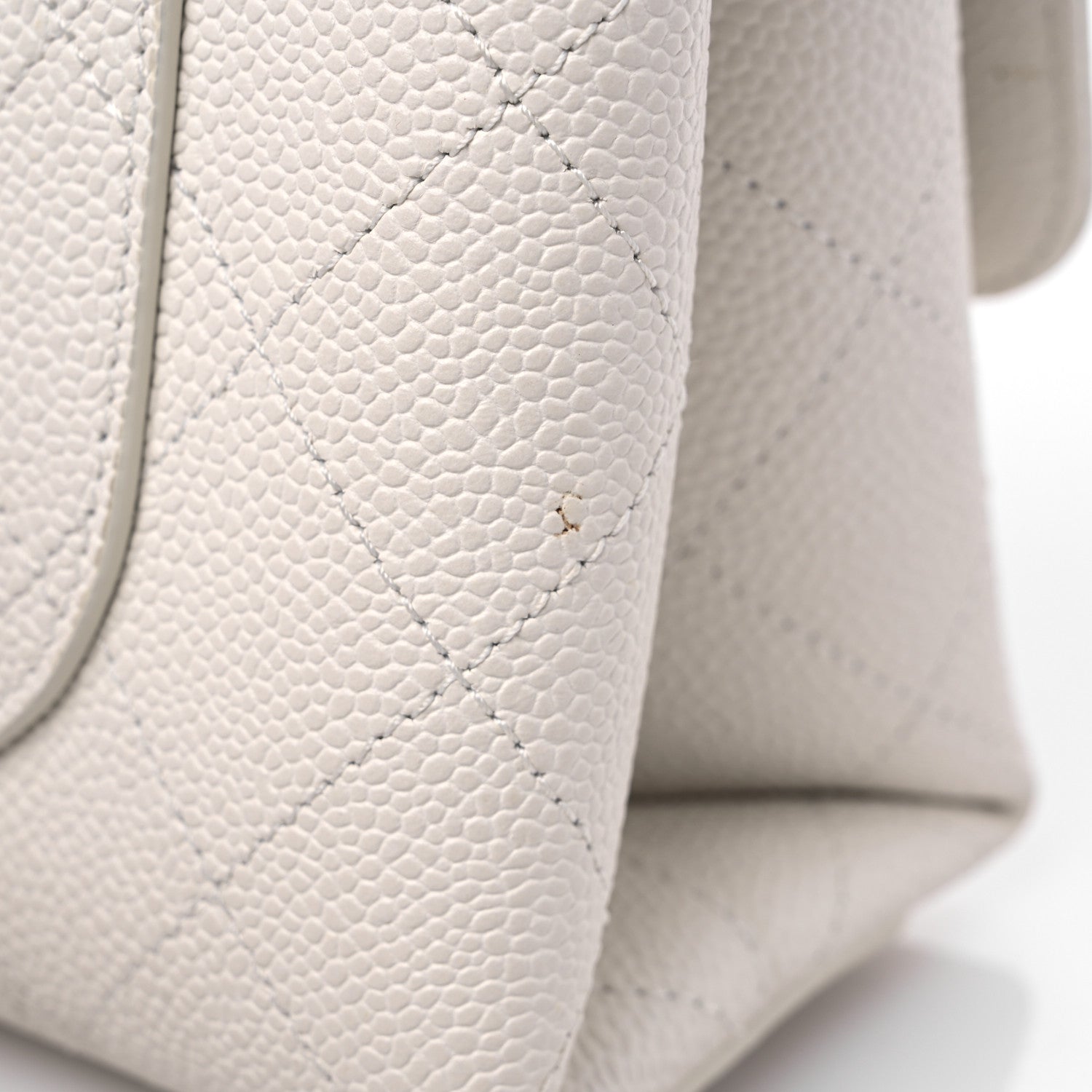 Chanel Caviar Diamond Stitched Small Top Handle Flap White 13 of 18
