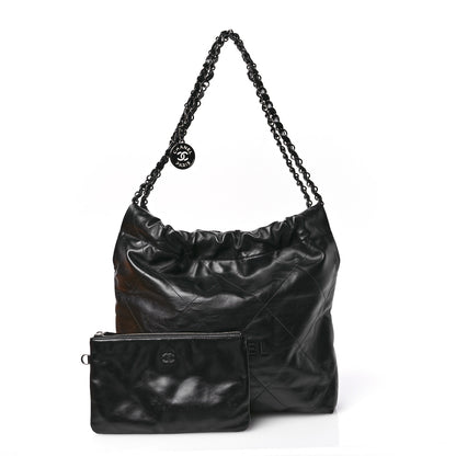 Chanel Shiny Calfskin Quilted Small Chanel 22 So Black 3 of 12