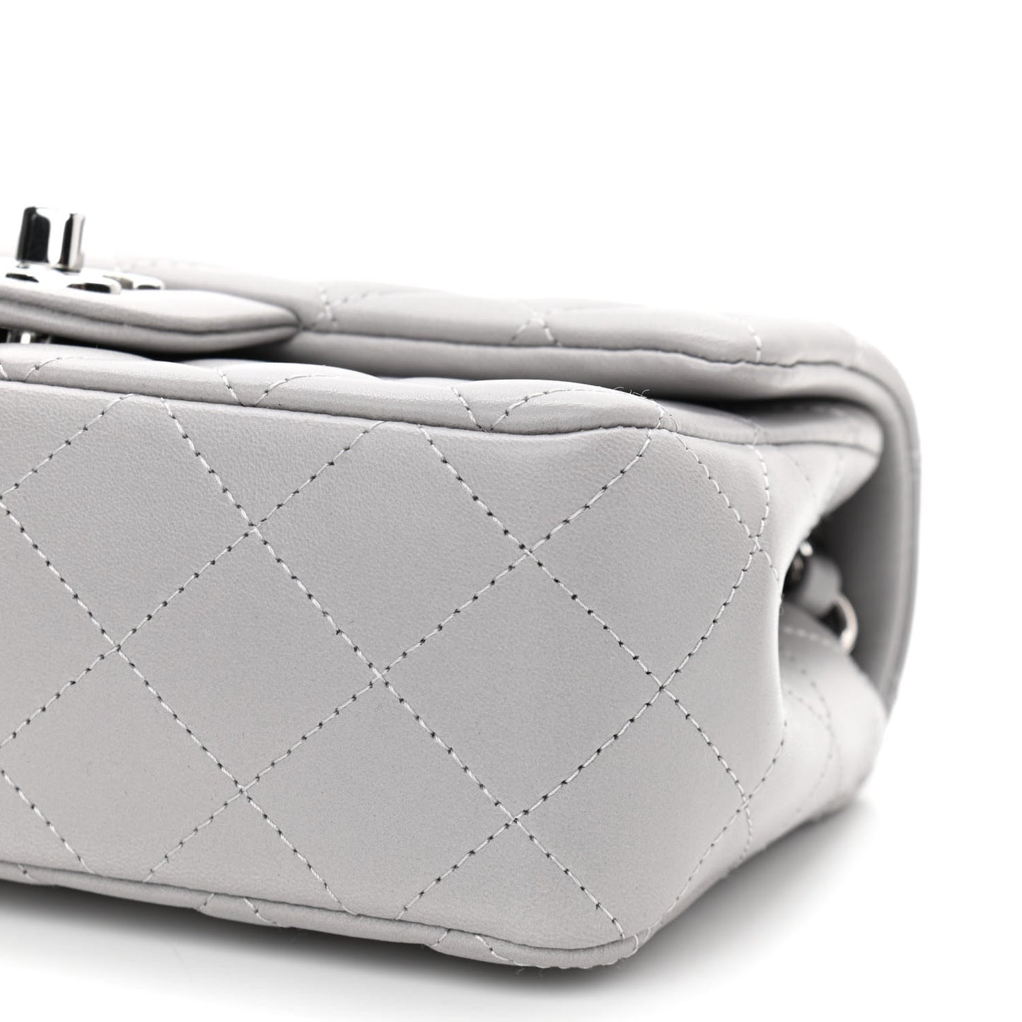 Lambskin Quilted Mini Rectangular Flap Grey