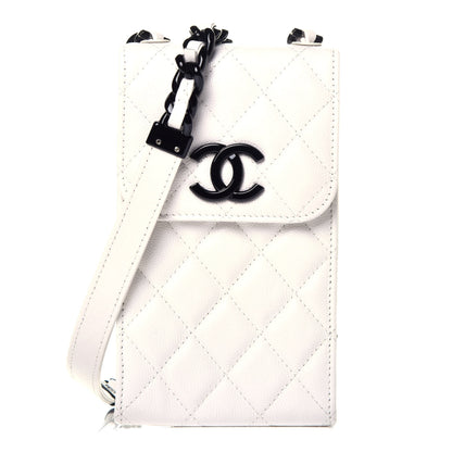Chanel Caviar Quilted My Everything Clutch With Chain White Black 1 of 9