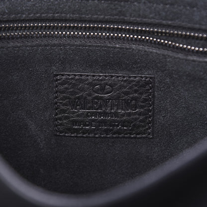 Valentino Garavani Pebbled Calfskin Turquoise Medium Guitar Strap Rockstud Rolling Flap Saddle Bag Black 6 of 10