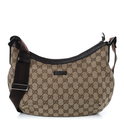 Gucci Monogram Medium Half Moon Hobo Dark Brown 1 of 9