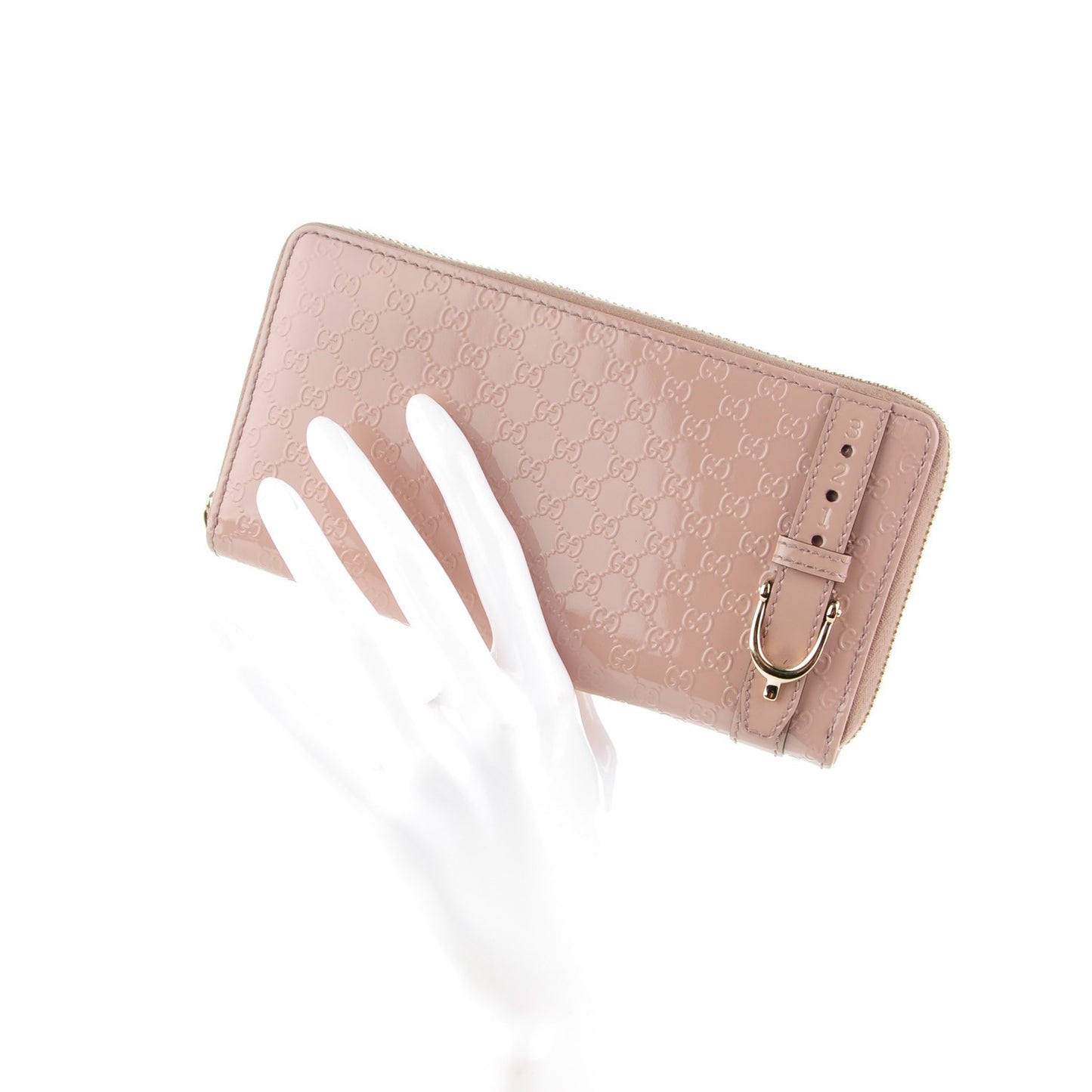 Patent Microguccissima Nice Zip Around Wallet Dark Cipria