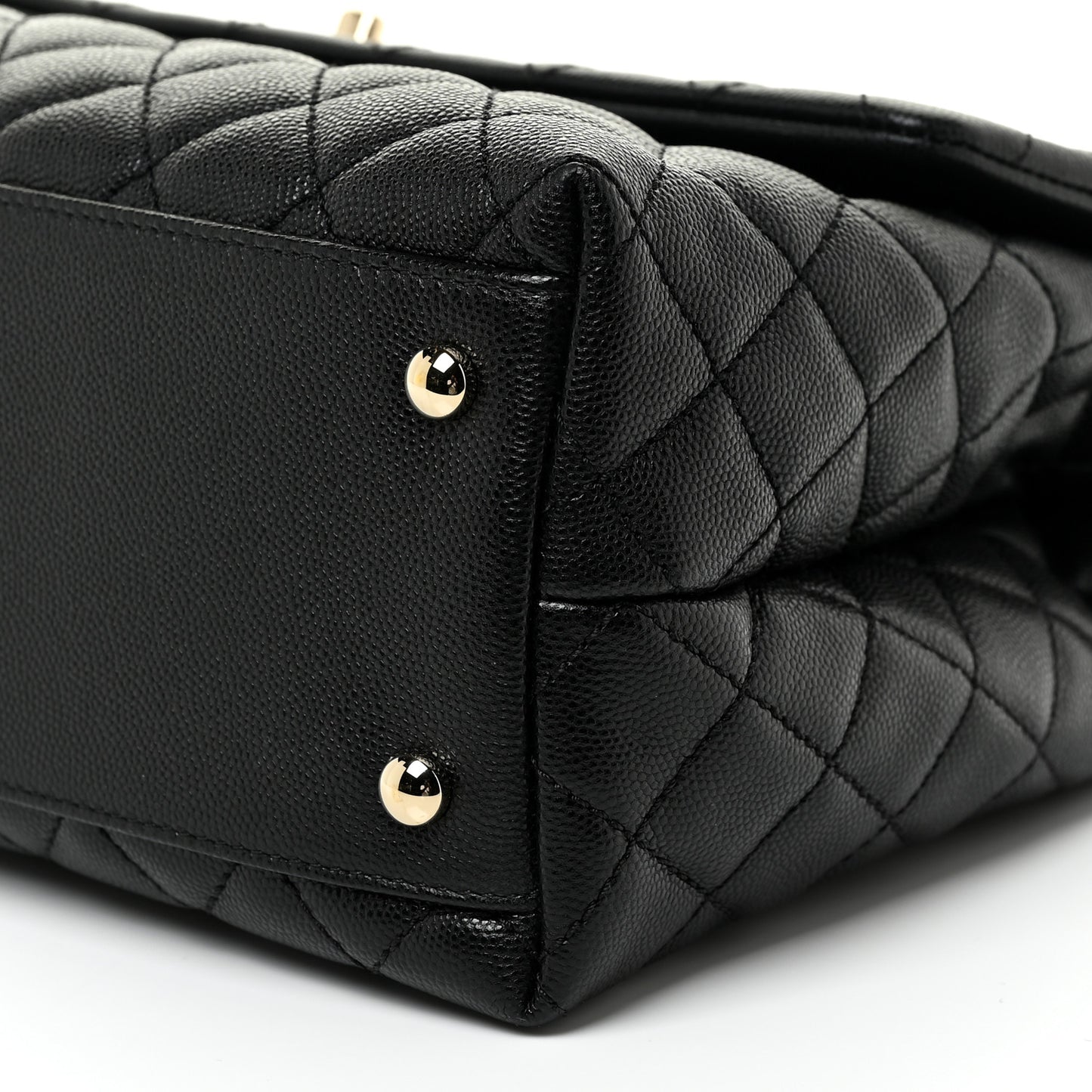 Caviar Quilted Medium Coco Handle Flap Black