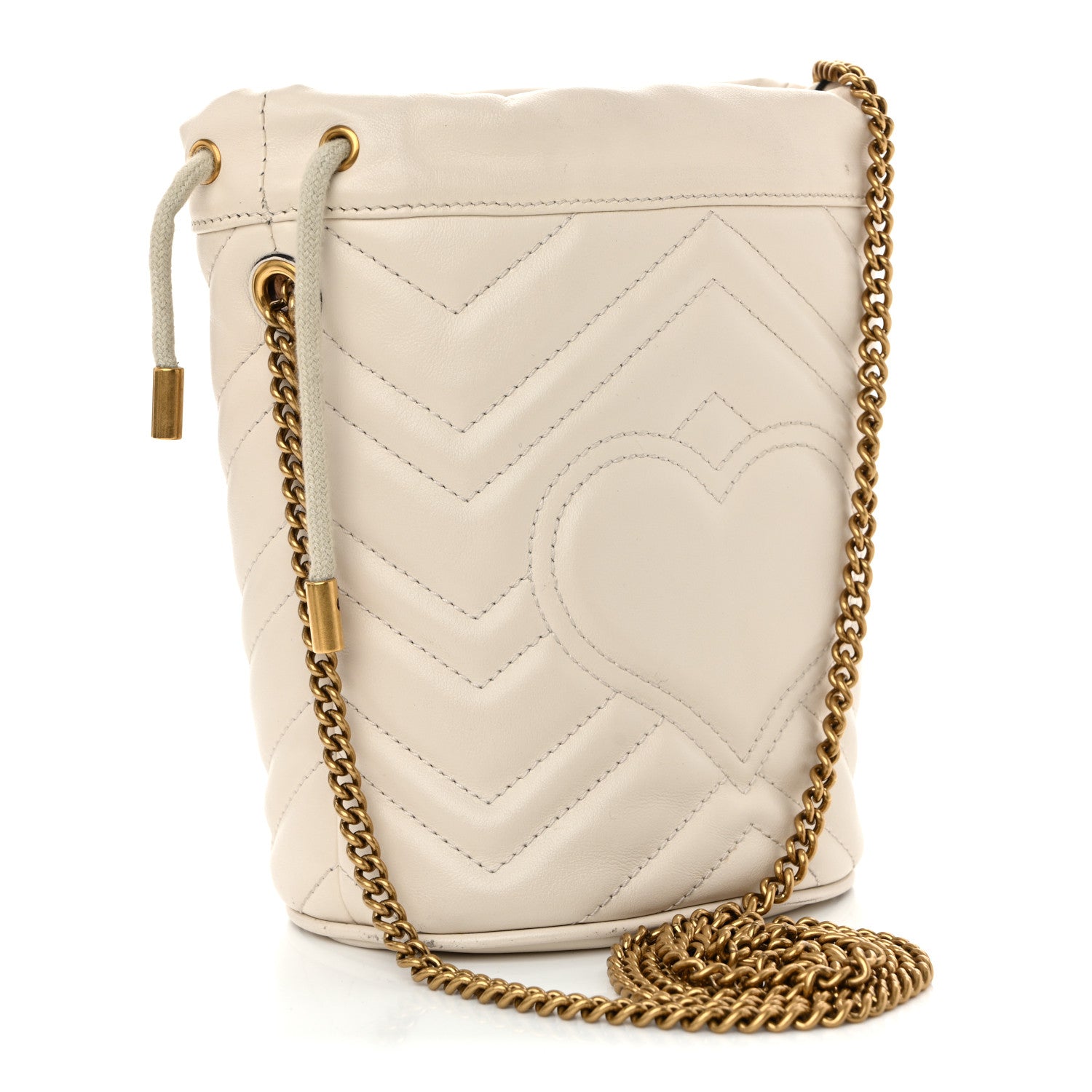 Gucci Calfskin Matelasse Mini GG Marmont 2.0 Bucket Bag White 3 of 11