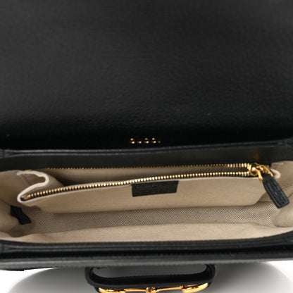Gucci Jacquard Black Denim GG Monogram Textured Dollar Calfskin Horsebit 1955 Shoulder Bag Black Ivory 5 of 13