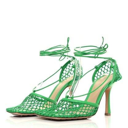 Bottega Veneta Mesh Nappa Stretch Ankle Tie 90mm Sandals 38 Grass 3 of 6