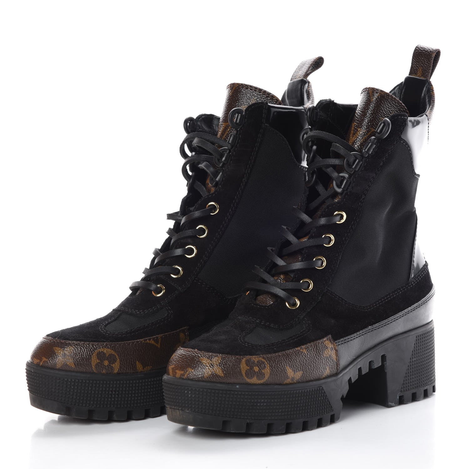 Louis Vuitton Suede Calfskin Monogram Laureate Platform Desert Boots 36 Black 3 of 7