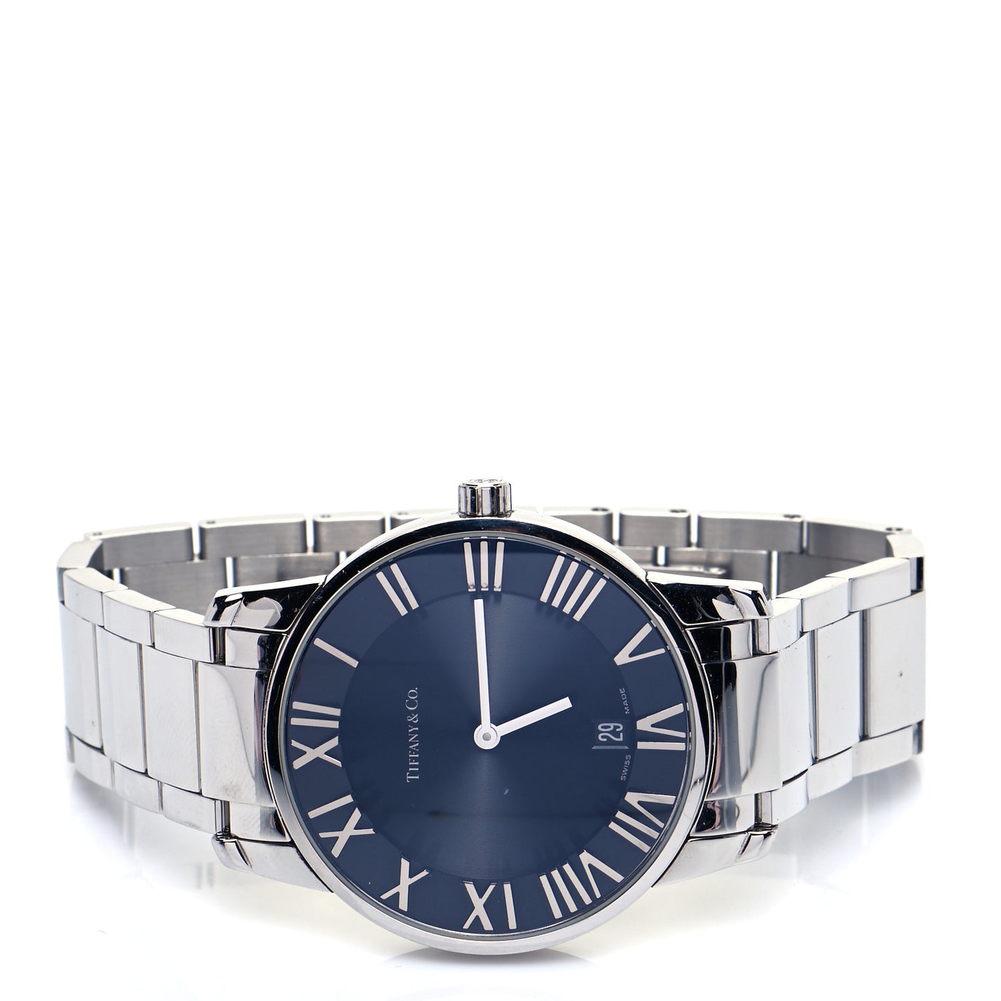 Stainless Steel 37mm Atlas 2-Hand Quartz Watch Blue Azure