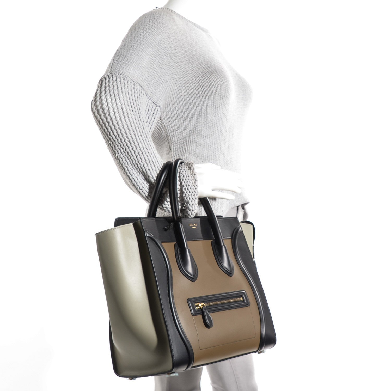 Celine Satin Calfskin Mini Tri-Color Luggage Beige 2 of 9