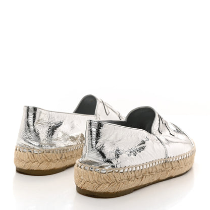 Chanel Laminated Goatskin CC Espadrilles 39 Silver 4 of 9