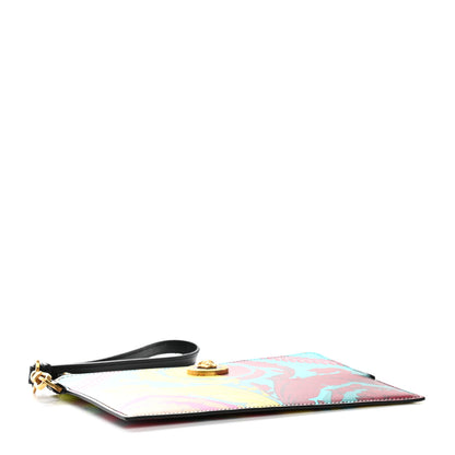 Versace Vitello Baroque Print Wristlet Pouch Black Multicolor 3 of 5