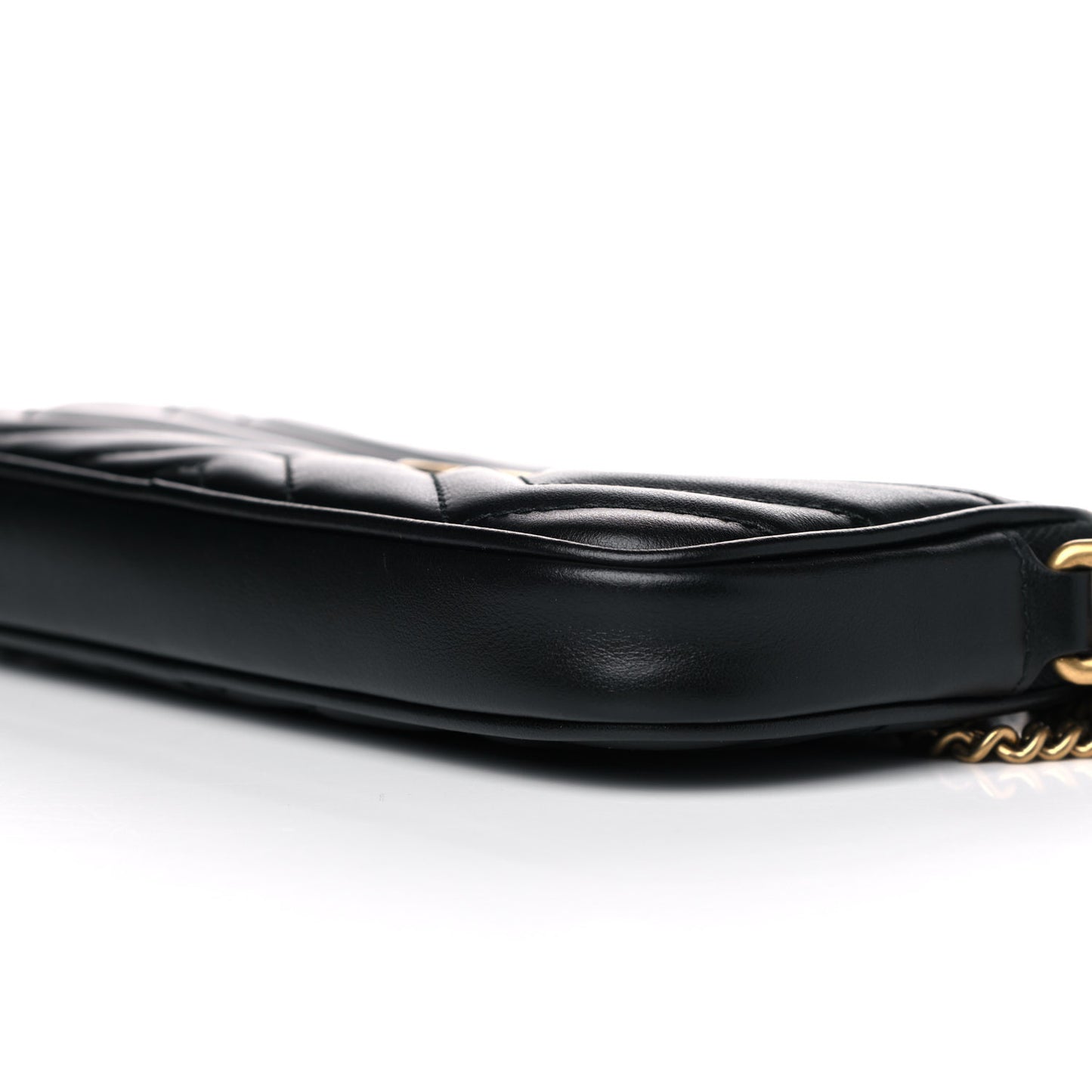Calfskin Matelasse Mini GG Marmont Chain Crossbody Bag Black