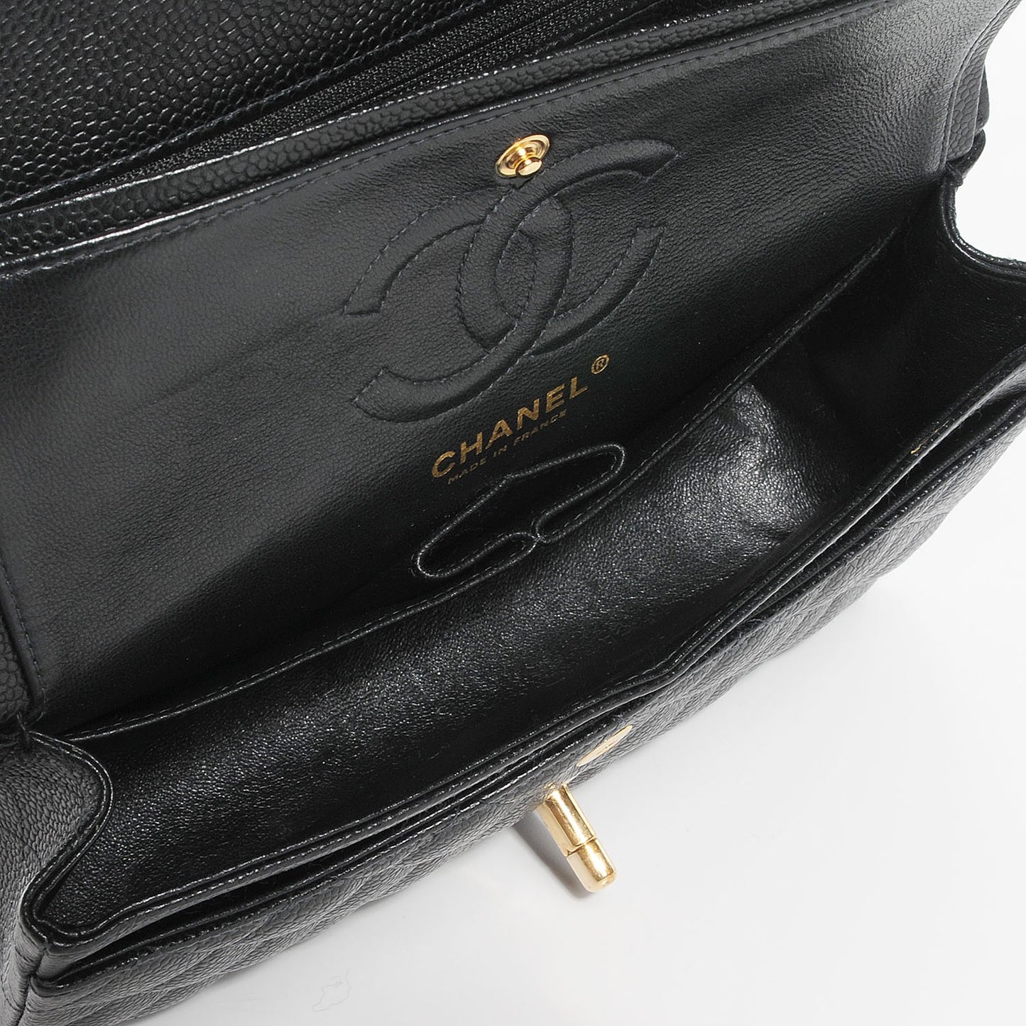 Caviar Quilted Small Double Flap Black