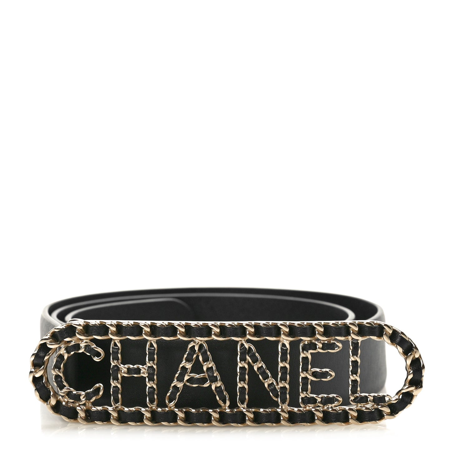 Calfskin CC Chain Vintage Allure Logo Belt 75 30 Black