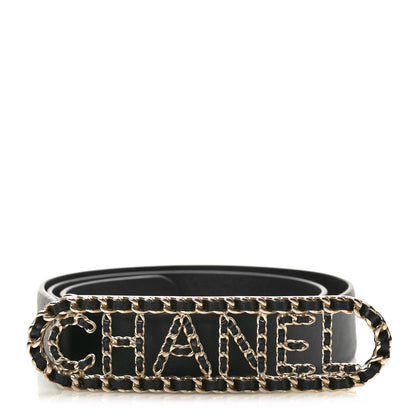 Chanel Calfskin CC Chain Vintage Allure Logo Belt 75 30 Black 1 of 6