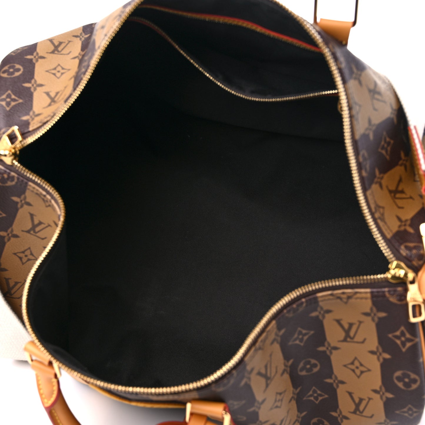 X NIGO Reverse Monogram Stripe Keepall Bandouliere 50 Brown