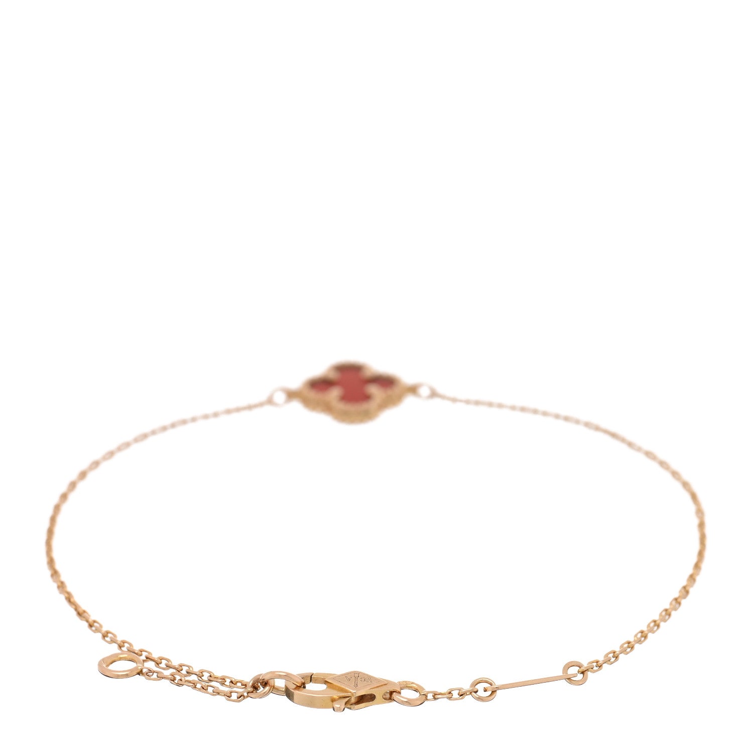 Van Cleef & Arpels 18K Rose Gold Carnelian Sweet Alhambra Bracelet 2 of 4