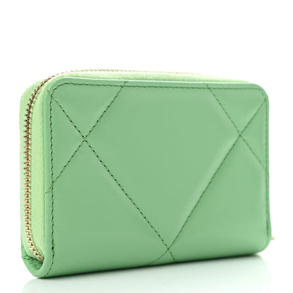 Chanel Lambskin Quilted 19 Zip Around Coin Purse Wallet Green 4 of 11