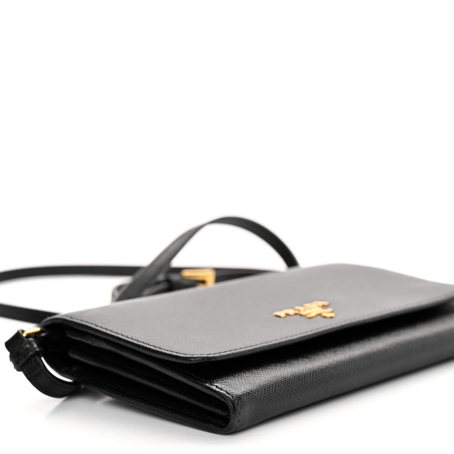 Saffiano Vernice Mini Crossbody Wallet Black