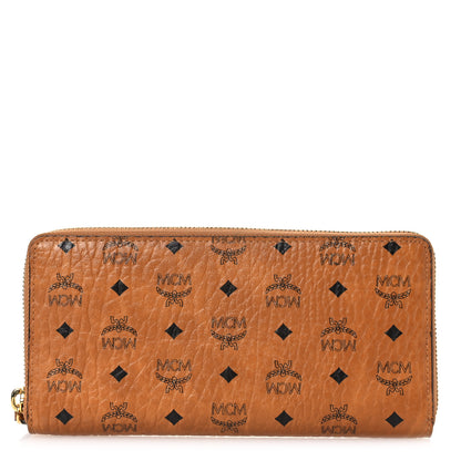 MCM Visetos Large Zip Around Wallet Cognac 1 of 9