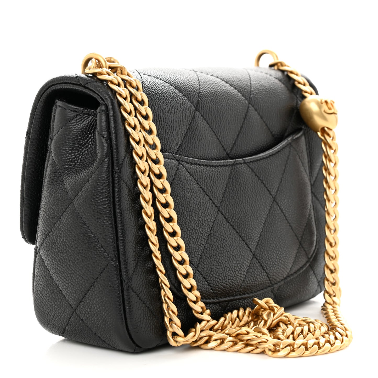 Caviar Quilted Mini Sweetheart Flap Black