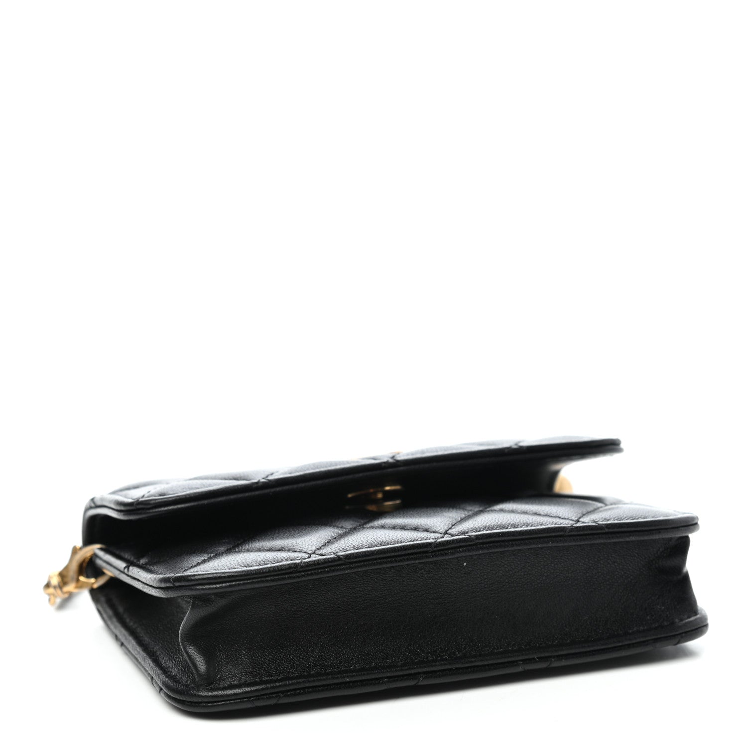 Chanel Lambskin Quilted Pearl Crush Clutch With Chain Black 4 of 5