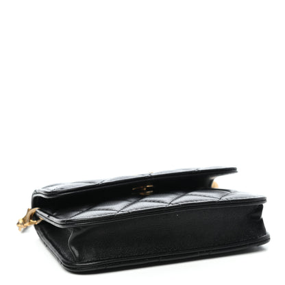 Chanel Lambskin Quilted Pearl Crush Clutch With Chain Black 4 of 5