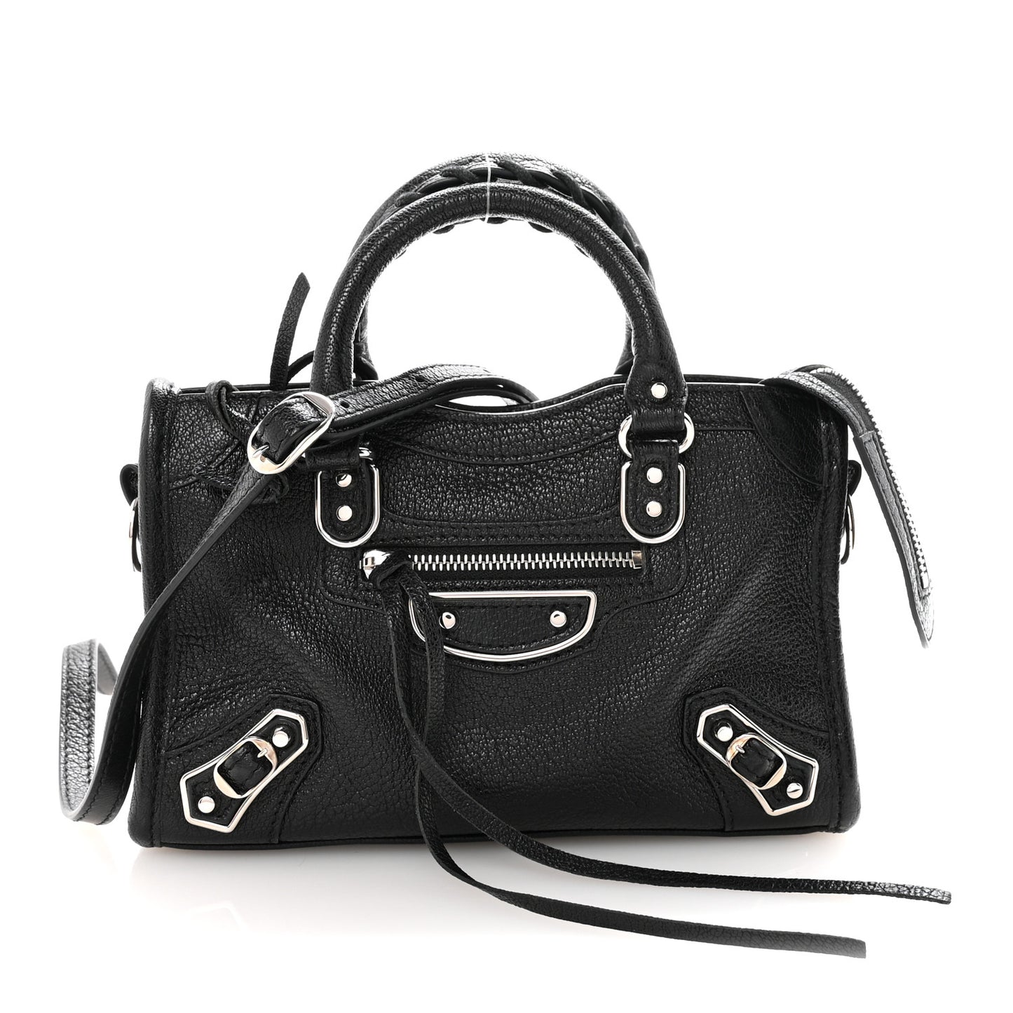 Chevre Silver Metallic Edge Hardware Nano City Black