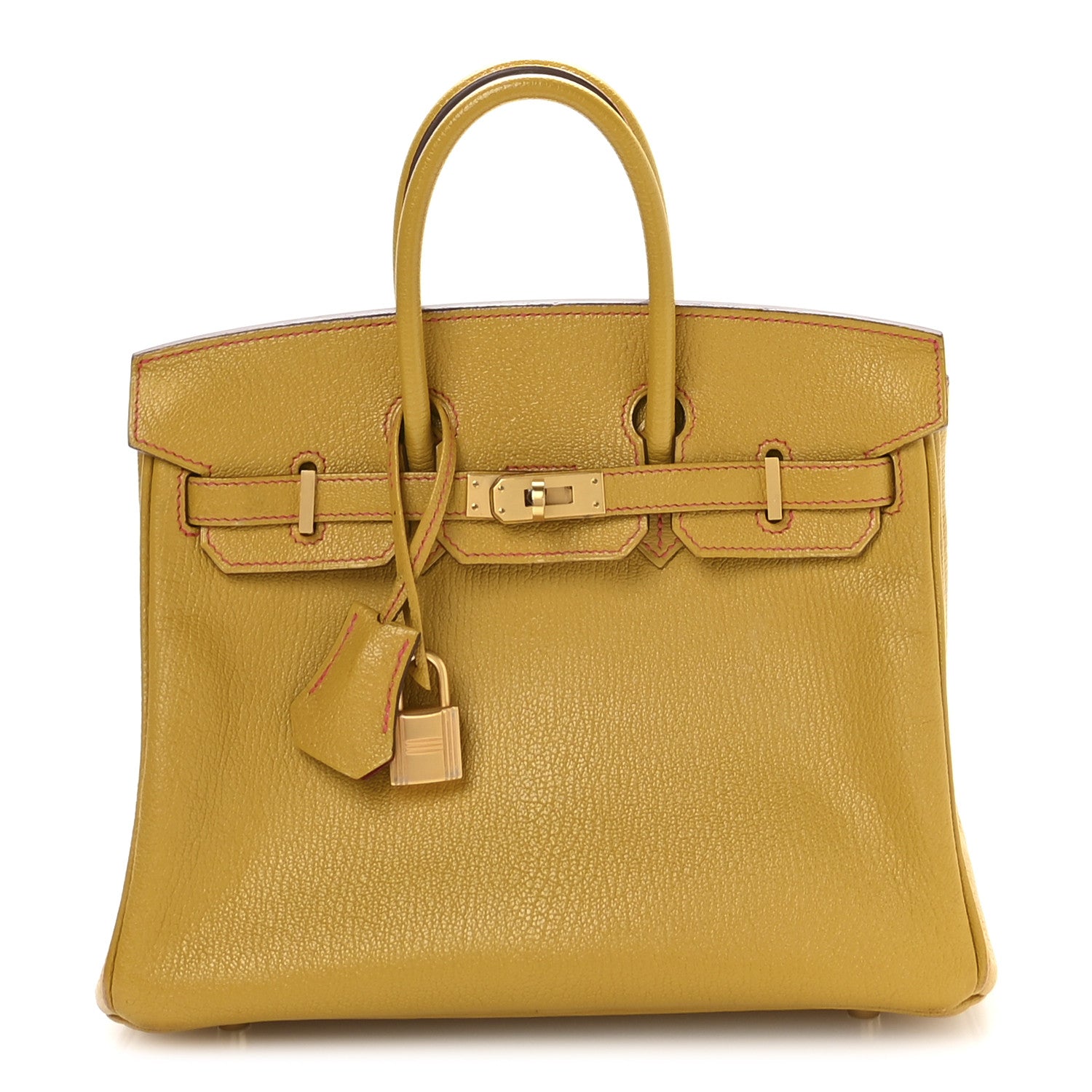 Hermes Chevre Mysore Horseshoe Birkin 25 Jaune Ambre Rose Extreme 1 of 11