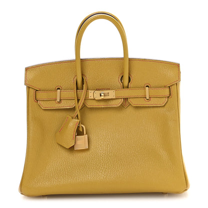 Hermes Chevre Mysore Horseshoe Birkin 25 Jaune Ambre Rose Extreme 1 of 11