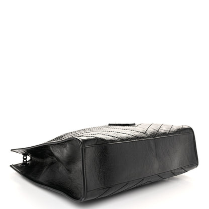 Saint Laurent Crinkled Calfskin Matelasse Monogram Large Niki Shopper Tote Black 4 of 12