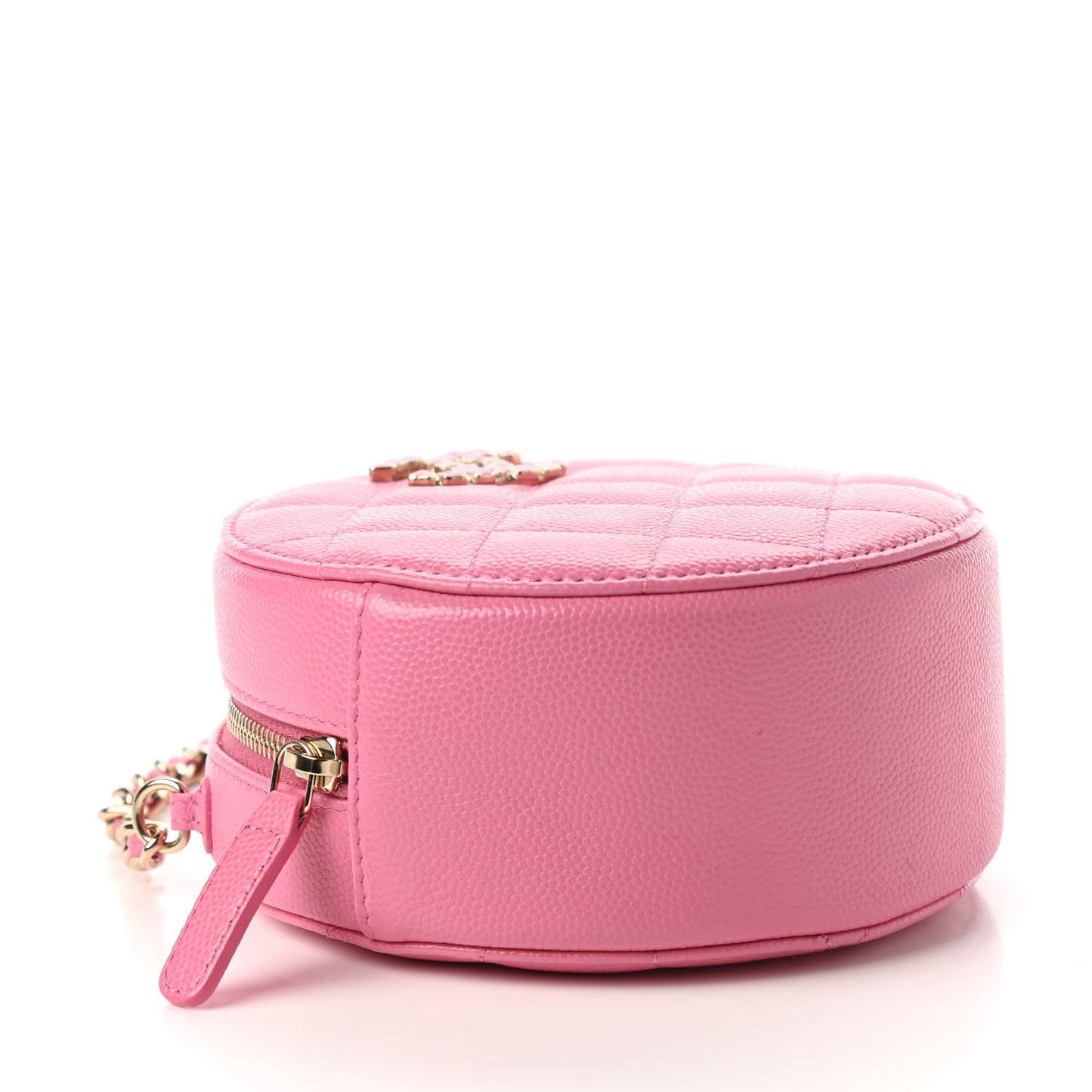 Caviar Quilted Gripoix CC Round Clutch With Chain Pink