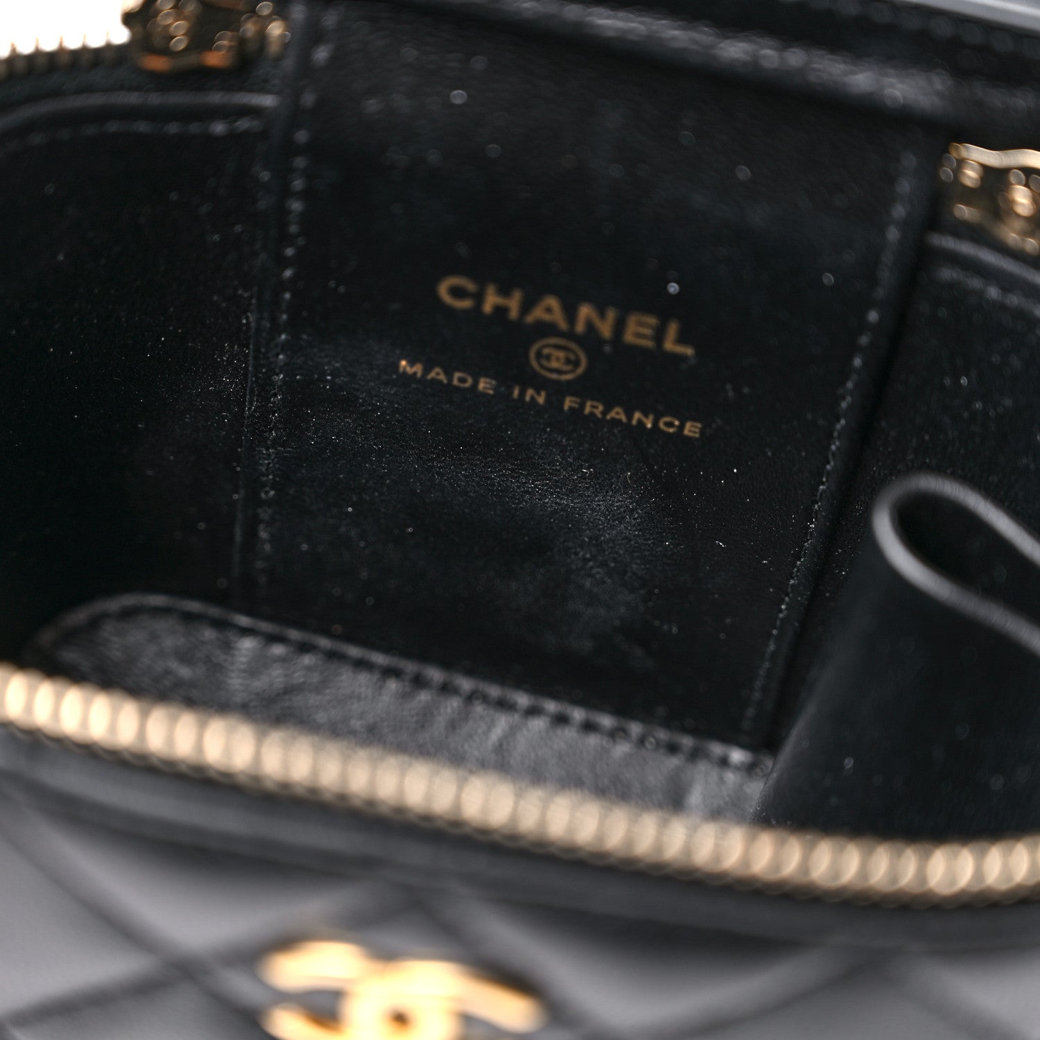 Chanel Lambskin Quilted Metal Mini Top Handle Vanity Case With Chain Black 11 of 11
