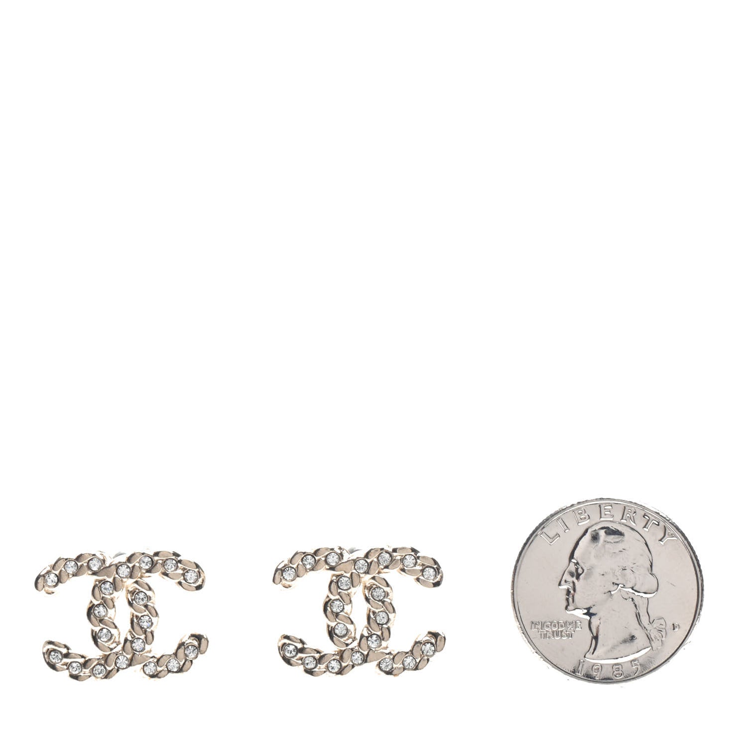 Chanel Crystal Pearls Coronation CC Earrings Gold 2 of 4