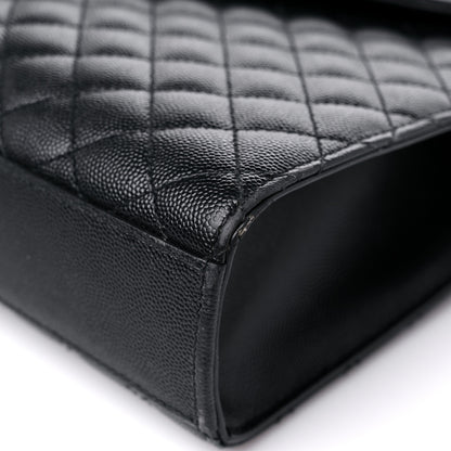 Saint Laurent Grain De Poudre Textured Mixed Matelasse Large Triquilt Monogram Satchel Black 10 of 19