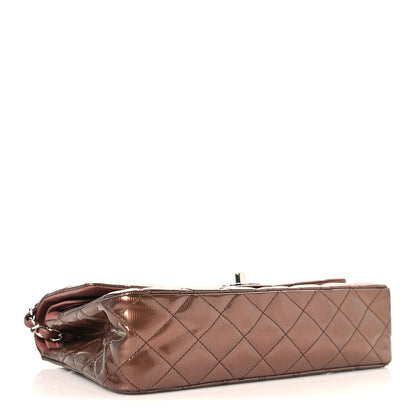 Chanel Striated Patent Quilted Medium Double Flap Bronze 4 of 12