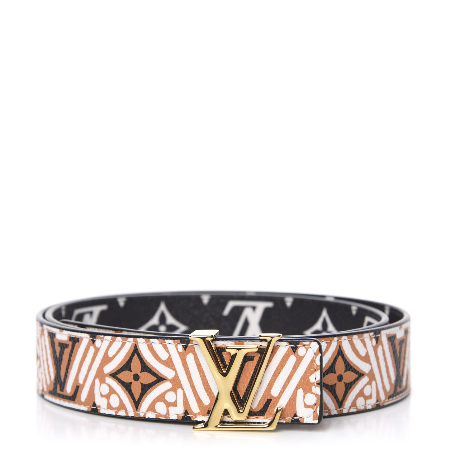 Monogram Crafty 30mm Iconic Reversible Belt 85 34 Caramel Cream Black
