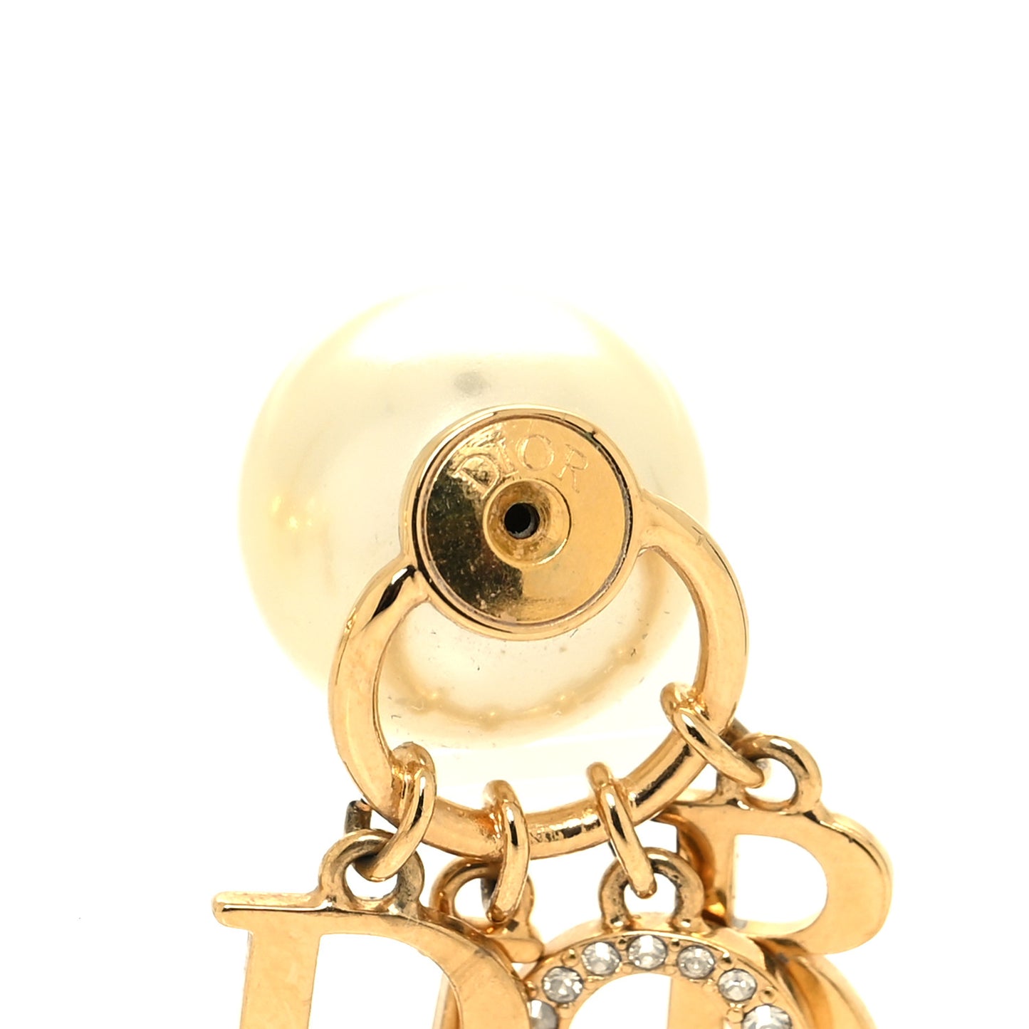 Pearl Crystal Tribal Logo Charms Earrings Gold