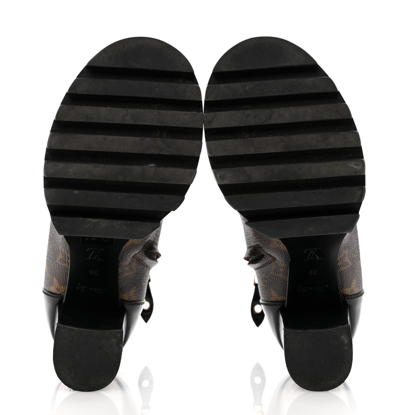 Patent Calfskin Monogram Star Trail Ankle Boots 38 Black
