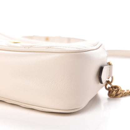 Gucci Calfskin Matelasse Small GG Marmont Chain Shoulder Bag White 9 of 11