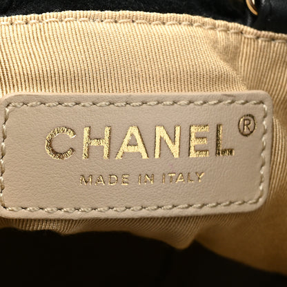 Chanel Velvet Quilted Pearl Crush Drawstring Bag Black 6 of 10